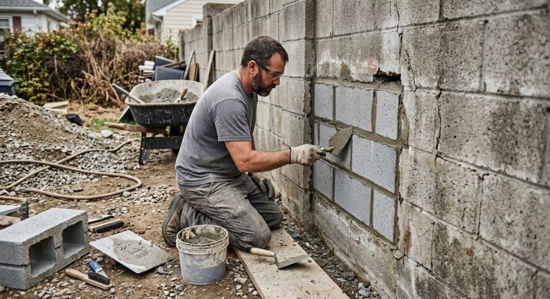 Cinder Block Wall Repair in Hazlet, NJ